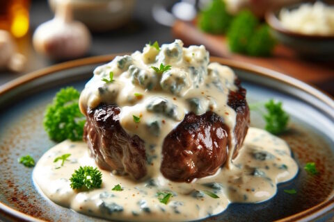 Bife ao Molho de Queijo Gorgonzola