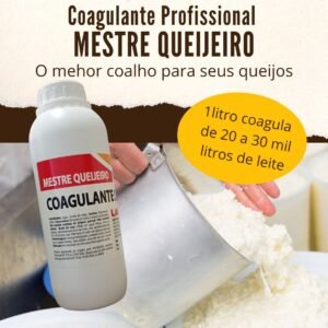 Coagulante profissional MESTRE QUEIJEIRO 1 LITRO - Coagula de 20 a 30 mil litros de leite